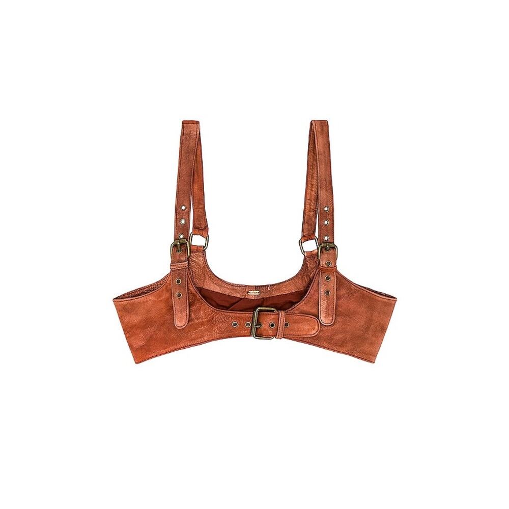 Free People Rebel Leather Harness in Cognac L